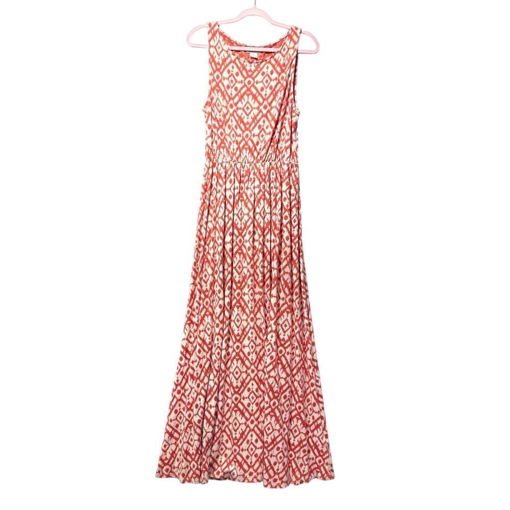 Lucky Brand Red and Cream Geometric Maxi Dress